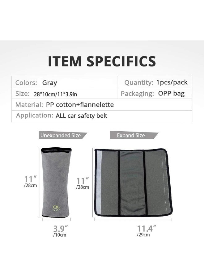 COFFLED Gray Seat Belt Pillow for Kids 2PC, Seatbelt Pillow for Child Travel, Seat Belt Pillow for Toddler Head Protector, Shoulder Pad for Car Safety Seatbelt, Car Sleeping Seat Belt Pillow Support - Image 3